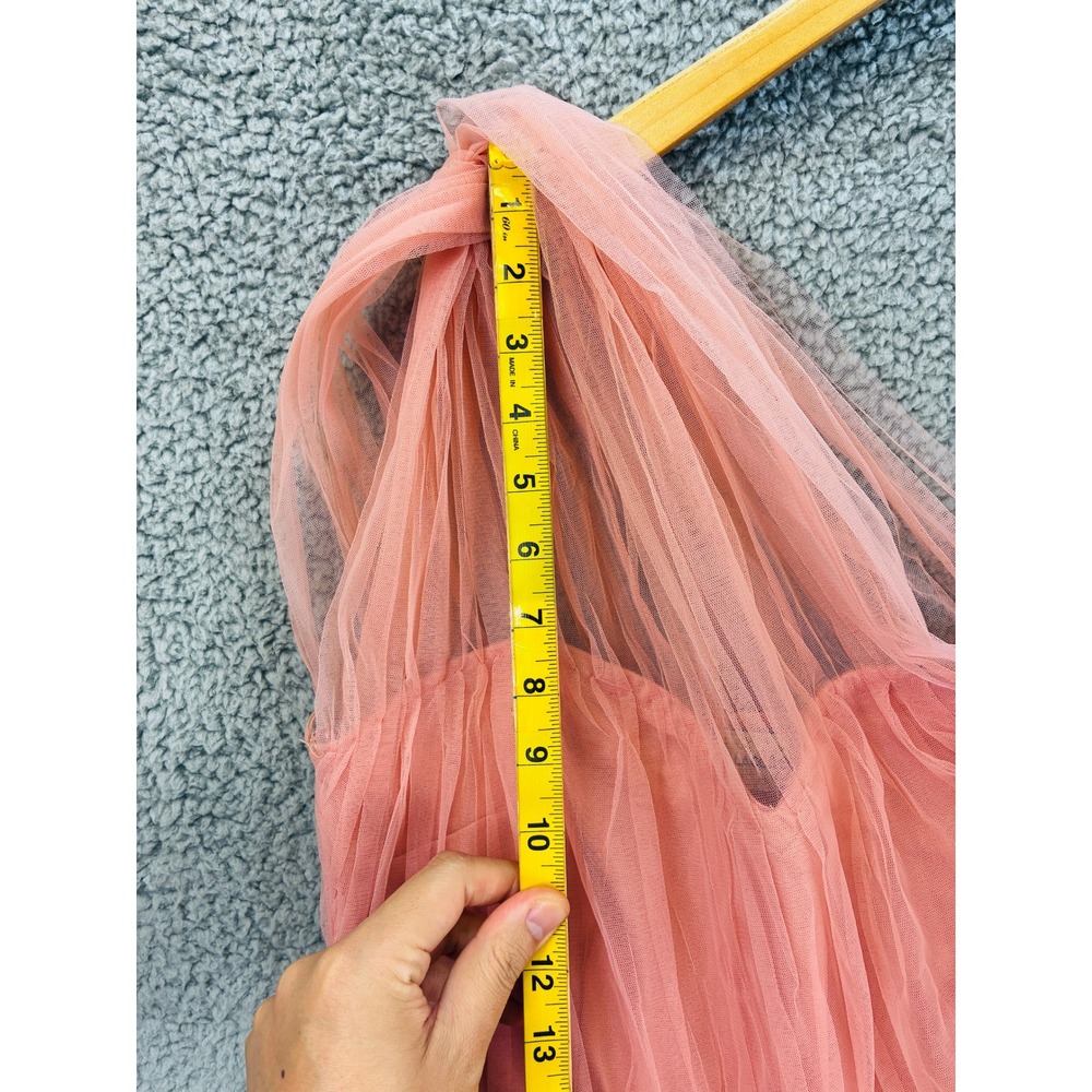 Lace & Beads Dress Women's 10 Blush Pink Arleth One Shoulder Tulle Midi Formal - Picture 13 of 16